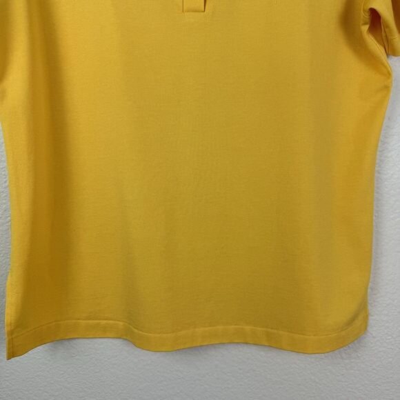 Vintage David Smith Sunshine Yellow Sun Ray Stitching Polo Top Medium - Picture 6 of 16